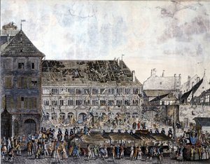 Escalada e saque da casa da cidade (câmara municipal) de Estrasburgo, 21 de Julho de 1789. de Unknown artist