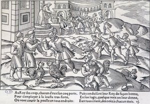 Luta de galos, séculos XVI-XVII de Unknown artist