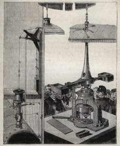 Moeda: O equilíbrio do vapor da Casa da Moeda de Londres. Gravura de 1885 em "Les arts et metiers illustres" de Adolphe BITARD. de Unknown artist