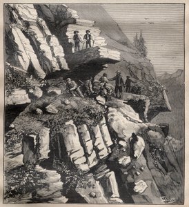 Construção de uma estrada de montanha nos Alpes - Gravura em "La Science francaise de Unknown artist