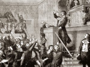 Convenção de 21 de Setembro de 1792: Jean Paul Marat na tribuna - grav. no "Histoire de France" de Hennri Martin de Unknown artist