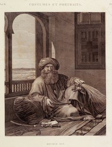 Fantasias e retratos: Mourad Bey (1750-1801) Mamluk chefe (Murad Bey chefe Mamluk egípcio (Bey)) em "Descrição do Egito", Edições Imperiais de Unknown artist