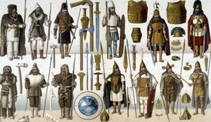 Fantasias, armaduras e armas de guerreiros bárbaros de Unknown artist