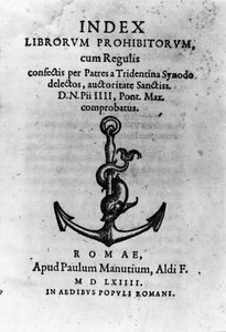 Capa do "Índice de Livros Proibidos", Roma de Unknown artist
