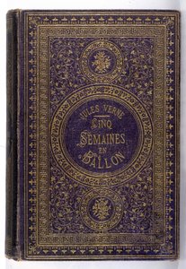 Capa do livro "Cinco semanas en balloon", romance de Jules Verne de Unknown artist