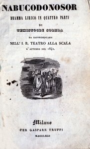 Capa do primeiro libreto do Nabucco por Giuseppe Verdi (1813 - 1901), que foi nomeado pela primeira vez Nabucodonosor de Unknown artist