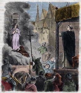 Cruzada contra os Albigeois - Hereges queimados vivos: Os cátaros na fogueira, na época da cruzada contra os Albigenses na França do século XIII - Gravura de 1879 em "Histoire des Societes Secretes, Politiques et Religions" de Pierre Zaccone (1817 de Unknown artist