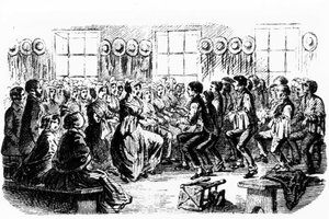 Dance Shakers. Gravura do século XIX. de Unknown artist