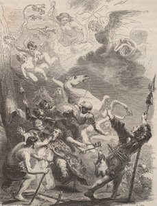 Morte de São Lievino o Grande (Livin, ou Lebwin, ou Livinus) como evangelizador da Flandres, martírio em 657/663. Gravura de 1868 em "Histoire de Belgique desde os tempos primitivos até o fim do regimento de Leopoldo I" de Theodore Juste (1818-1888). Parti de Unknown artist