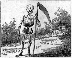 A morte representada com uma falsificação. Gravura de 1860. de Unknown artist