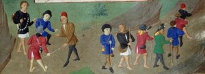 Des pelerins en voyageBook of Hours of the Duchess of Burgundy, Adelaide of Savoy" Marie Adelaide of Savoy (1686-1712) é a esposa do golfinho Louis Duke of Burgundy de Unknown artist