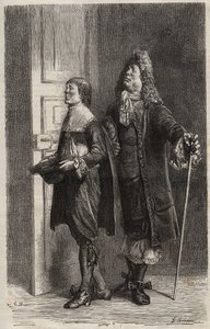 Diafoirus pere et fils - gravação para o "The Imaginary Malad" de Jean Baptiste Poquelin dit Moliere (1622-1673) (O Inválido Imaginário) de Unknown artist