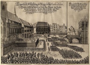 A execução dos rebeldes boêmios na Praça da Cidade Velha de Praga. 1621 de Unknown