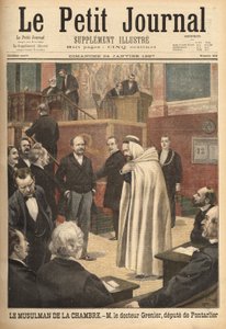 O Dr. Grenier, um deputado de Pontarlier, recentemente convertido ao Islão, cria um escândalo ao ir para a sala de deputados vestindo o traje árabe. Gravação no "Le petit journal" 24/01/1897. Coleção Selva. de Unknown artist