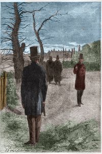 Duelo entre George William Finch-Hatton (Finch Hatton), Conde de Winchilsea (1791-1858) e Arthur Wellesley, Duque de Wellington (1769-1852) em Battersea Fields, em 21 de Março de 1829 de Unknown artist