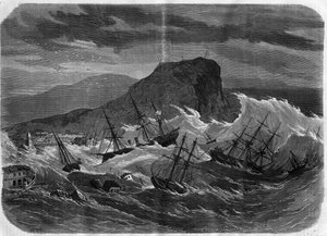 Terremoto do Peru: tsunami submerge a cidade de Arica em setembro de 1869 - Gravação no "Le Journal Illustré de Unknown artist
