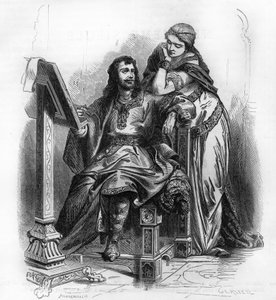 Eginhard (Einhard, Einhart, Einard, 775-840) historiador do período carolíngio com Emma (Imma) sua esposa. de Unknown artist