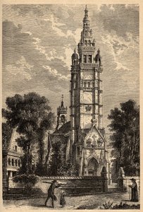 Eglise Notre Dame de Croaz Batz a Roscoff - Finistere - Bretanha - gravura em "PATRIE" - DESCRIÇÃO PECTURESSE DE LA FRANCE EN 6 VOLUES BY LUCIEN HUARD - final do século XIX de Unknown artist