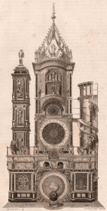 Vista elevada, de, relógio astronômico, localizado, em, a, catedral, de, nosso, senhora, de, strasbourg, frança de Unknown