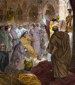 Fim da dinastia Merovingiana, 751: deposição do rei Childeric III (714-754) por Pepin the Brief (714-768). de Unknown artist