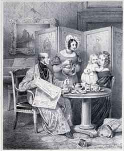 Casal inglês a tomar chá - século XIX. de Unknown artist