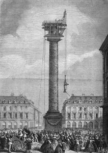 Criação da nova estátua (representando Napoleão I) acima da coluna da Place Vendome no 1º arrondissement de Paris em 4 de novembro de Unknown artist