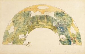 Evantail - Bretões Au Bord De La Mer (Fan - Bretões à beira-mar) (zincógrafo e monotipo com coloração à mão) de Unknown artist