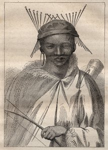 Expedição ao interior das terras da África do Sul (1775) por Anders Sparrman (1748-1820): um boschiman (Bochiman ou San, indígena da África Austral) - ilustração tirada de "Os Grandes Marinheiros do século XVIII". de Unknown artist