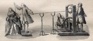 Experiência feita com a máquina Boze: inflamação do espírito do vinho com a ponta de uma espada de Unknown artist