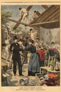 Expulsão e elemento do quartel montado na zona militar no portão de Gentilly. Ilustração no "Le petit journal" 23/06/1895. de Unknown artist