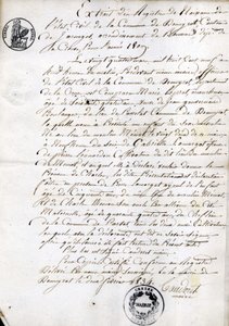 Extrato do registro de nascimento do Estado Civil do município de Dommyrot, cópia autenticada de 2 de fevereiro de Unknown artist