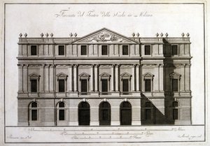 Fachada do teatro alla Scala em Milão. de Unknown artist