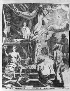 Falso título da obra "Arcana Natura Detecta" do comerciante e estudioso holandês Antoine van Leeuwenhoek (ou Leeuvenhoek Leeuwenhoeck) (ou Antoni ou Anthonie) (1632-1723) 1695. de Unknown artist