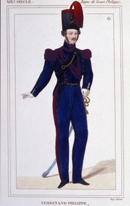 Ferdinand Philippe (Ferdinand-Philippe) Louis, Duque de Chartres, depois Duque de Orléans (1810-1842). Príncipe francês, filho do Rei Louis Philippe 1er (Louis-Philippe) da França. Gravura a partir de 1850 de Unknown artist