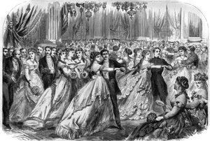 Primeiro baile do Hotel de Ville em Paris, em 16 de Janeiro de 1868. Gravura em "O Universo Ilustre". de Unknown artist
