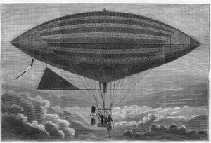 Primeiro aerostato elétrico a helice, experimentado por Albert (1839-1906) e Gaston Tissandier (Tissendier) (1843-1899) Cientista francês, editor da revista "La Nature" na segunda-feira, 8 de outubro de Unknown artist