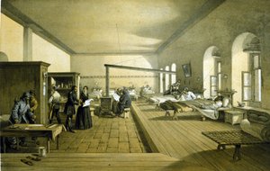 Florence Nightingale (1820 - 1910) em um hospital em Scutari, na Turquia, por volta de 1855 de Unknown artist