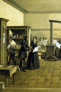 Florence Nightingale (1820 - 1910) em um hospital em Scutari na Turquia por volta de 1855 - Detalhe do CHD3641 de Unknown artist