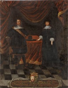 Frederic III de Holstein Gottorp e Marie Elisabeth de Saxe - Duque Frederick III de Holstein-Gottorp (1597-1659) e Duquesa Marie Elisabeth (1610-1684), Anônimo . Óleo sobre tela. Tamanho: 103,5x79,5 cm. Museu Nacional de Estocolmo de Unknown artist