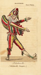 Dançarino e mímico francês Charles-Francois Mazurier como Polichinello em Polichinelle Vampire por Theodore de Banville no Theatre de la Porte Saint-Martin de Unknown artist