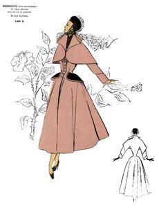 Moda francesa, design do casaco Redingote. de Unknown artist