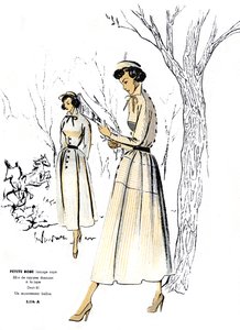 Moda francesa, vestido de riscas para petite. de Unknown artist