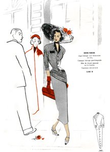 Moda francesa, design de vestuário de duas peças. de Unknown artist