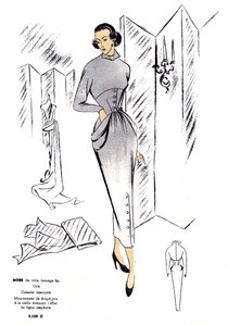Moda francesa, design de vestidos de cidade em lã. de Unknown artist