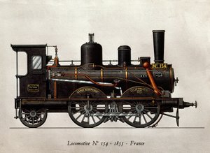 O comboio francês: Locomotiva Numero 154 de 1855. Gravura. Paris, Artes Decorativas de Unknown artist