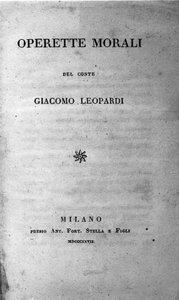 Frontispício de "Operette morali" (Pequenas obras morais) do poeta italiano Giacomo Leopardi (1798 - 1837) 1827 de Unknown artist