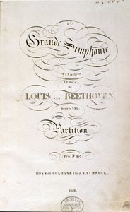 Frontispício da primeira edição alemã da partitura da Sinfonia n. 1 em C maior do compositor alemão Ludwig van Beethoven (1770-1827) (1799-1800). Bonn de Unknown artist