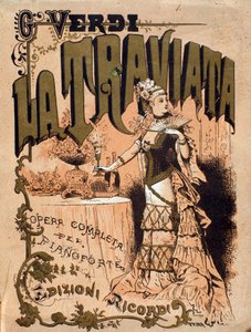 Frontispício da partitura da ópera "La Traviata" de Giuseppe Verdi (1813-1901) Coleção Privada do século XIX de Unknown artist