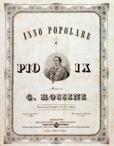 Frontispício da partitura Hino popular para Pio IX de Gioacchino Rossini de Unknown artist