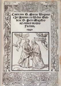 Frontispício da partitura musical do “” Cântico da Bem-Aventurada Virgem Maria ”” de Giovanni Animuccia de Unknown artist